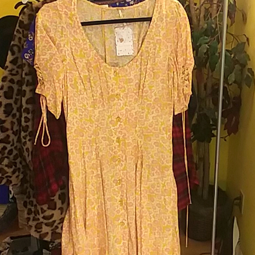 Yellow floral summer dress